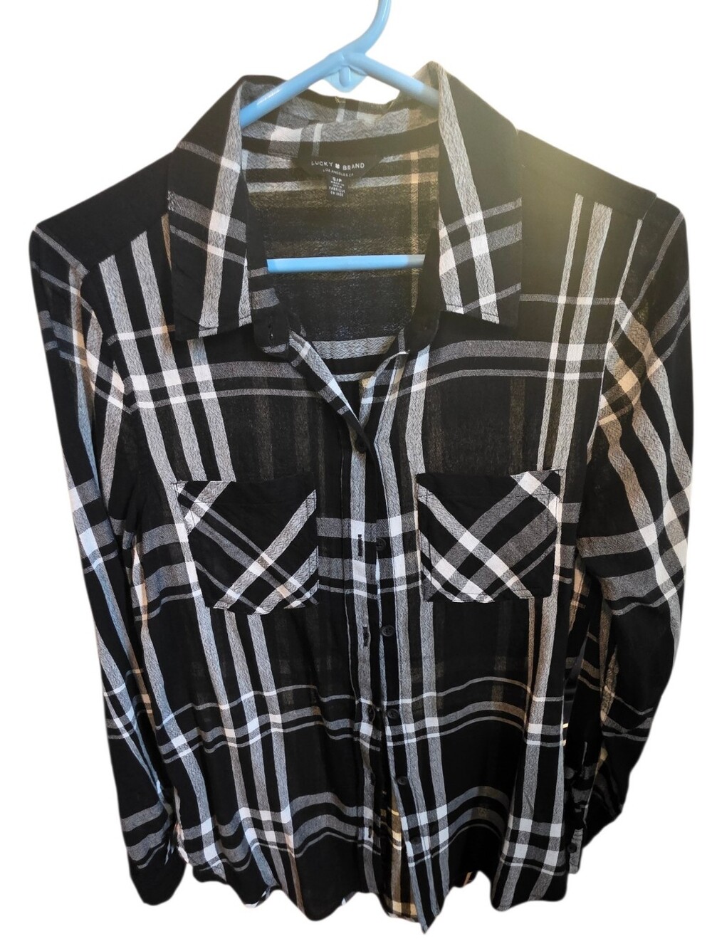 Lucky Brand Black & White Plaid Button-Up Shirt - Picture 3 of 5